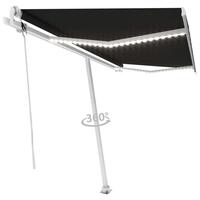 Markise m. LED+vindsensor 400x300 cm automatisk antracitgrå