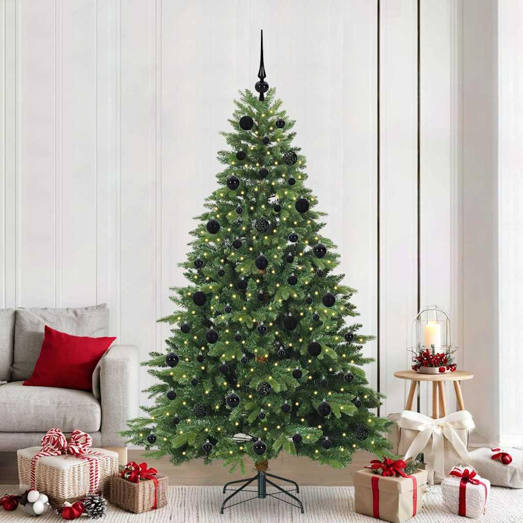 Kunstigt juletræ med 300 LED'er Grøn 210 cm PE og PVC billede