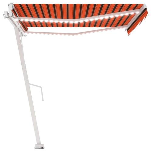 Markise m. LED+vindsensor 450x300 cm automatisk orange/brun