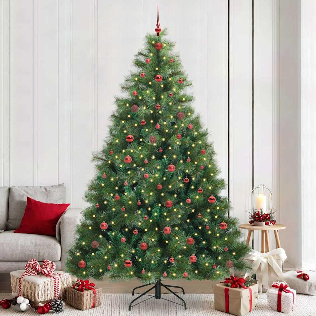 vidaXL Kunstigt juletræ med 300 LED'er Grøn 240 cm PE og PVC