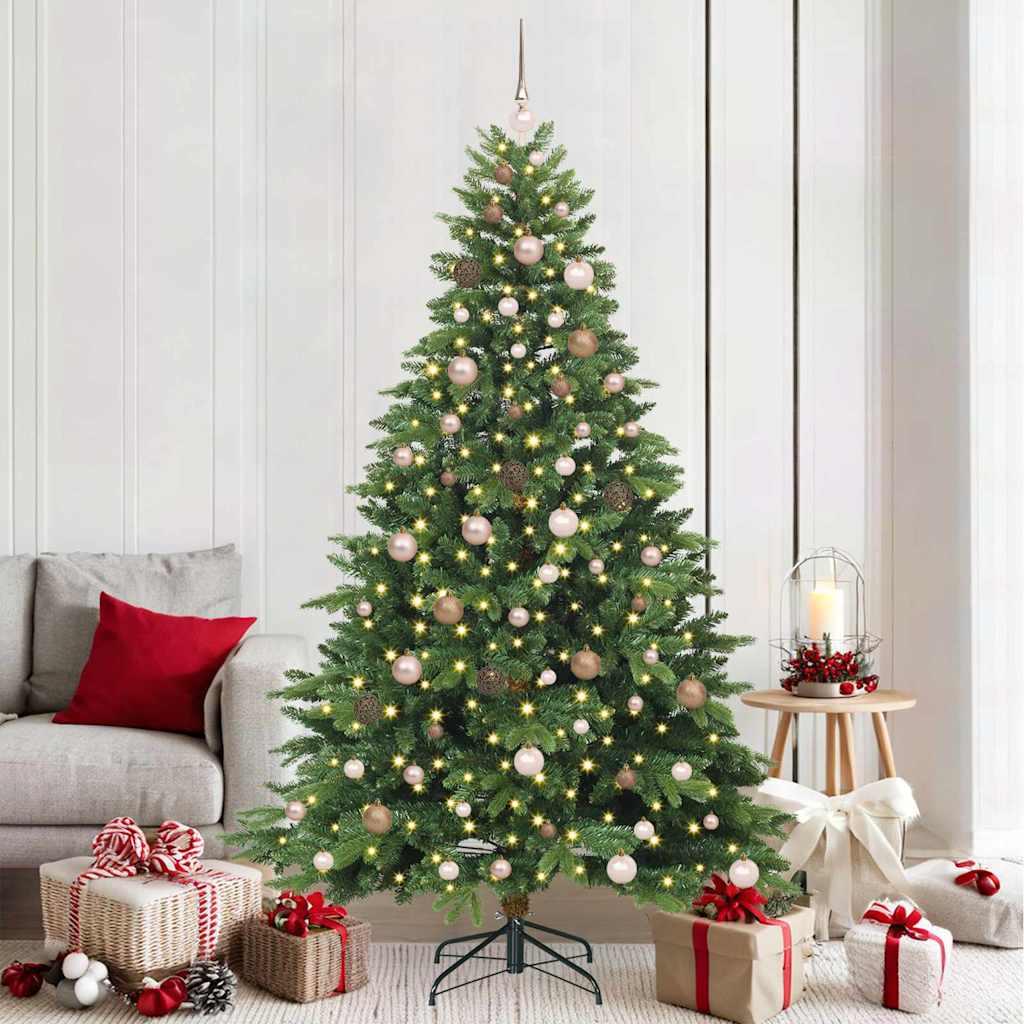 vidaXL Kunstigt juletræ med 300 LED'er Grøn 210 cm PE og PVC