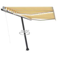 Markise m. LED+vindsensor 350x250 cm automatisk gul og hvid