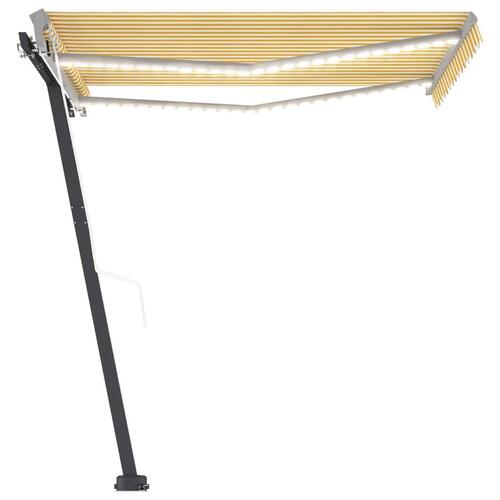 Markise m. LED+vindsensor 350x250 cm automatisk gul og hvid