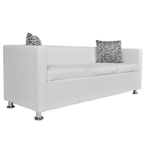 Sofasæt 3-pers. og 2-pers. sofa kunstlæder hvid