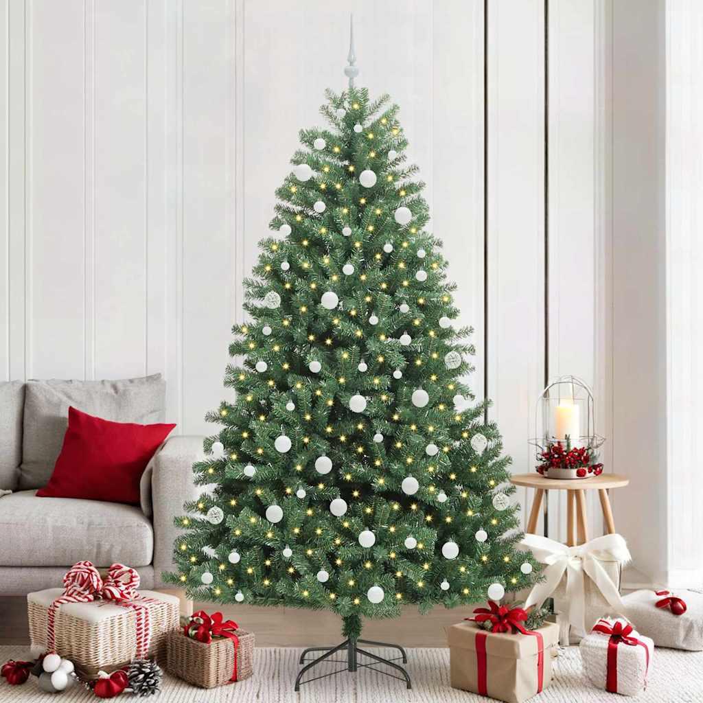 Kunstigt Hinged Juletræ Grøn 210 cm PVC og metal billede