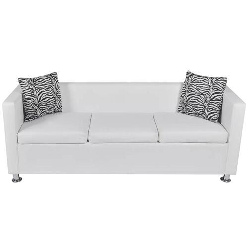 Sofasæt 3-pers. og 2-pers. sofa kunstlæder hvid
