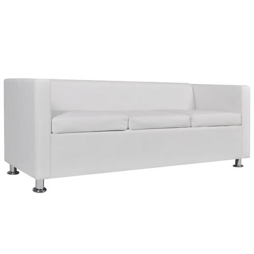 Sofasæt 3-pers. og 2-pers. sofa kunstlæder hvid