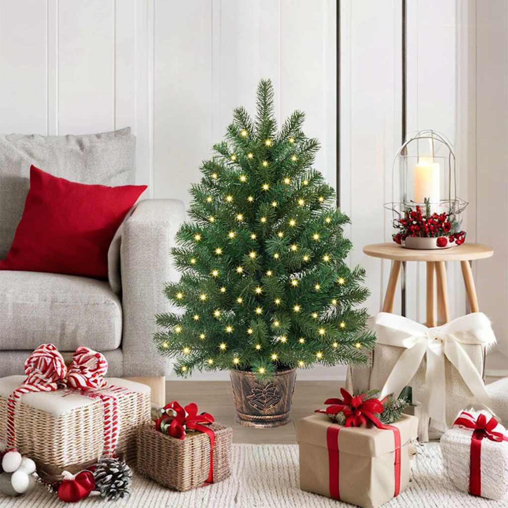 vidaXL Kunstigt juletræ med 150 LED'er med stativ Grøn 95 cm PE og PVC