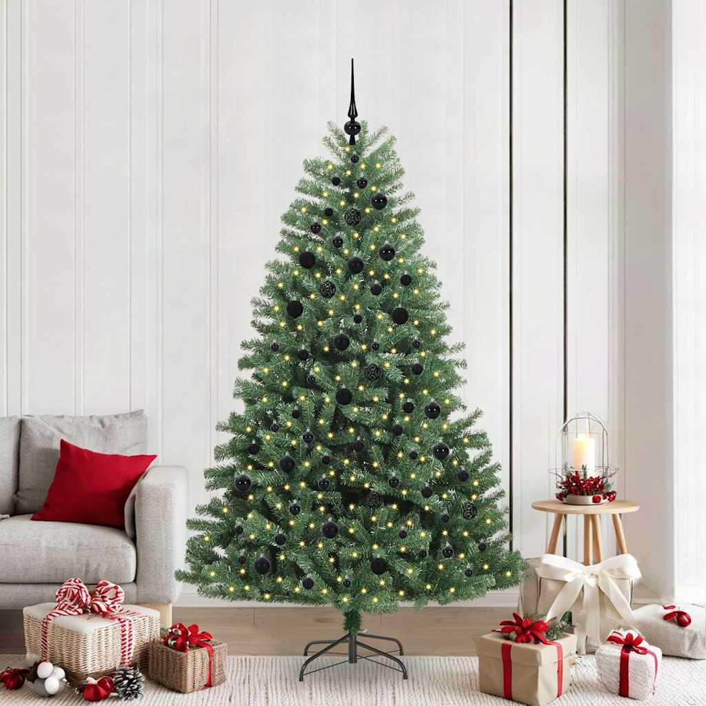 Kunstigt Hinged Juletræ Grøn 210 cm PVC og metal billede