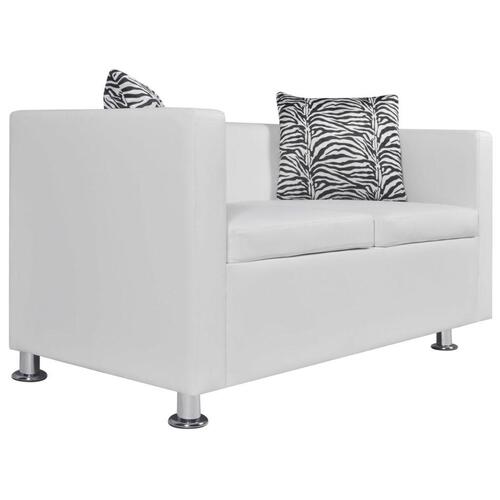 Sofasæt 3-pers. og 2-pers. sofa kunstlæder hvid