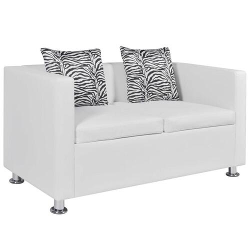 Sofasæt 3-pers. og 2-pers. sofa kunstlæder hvid