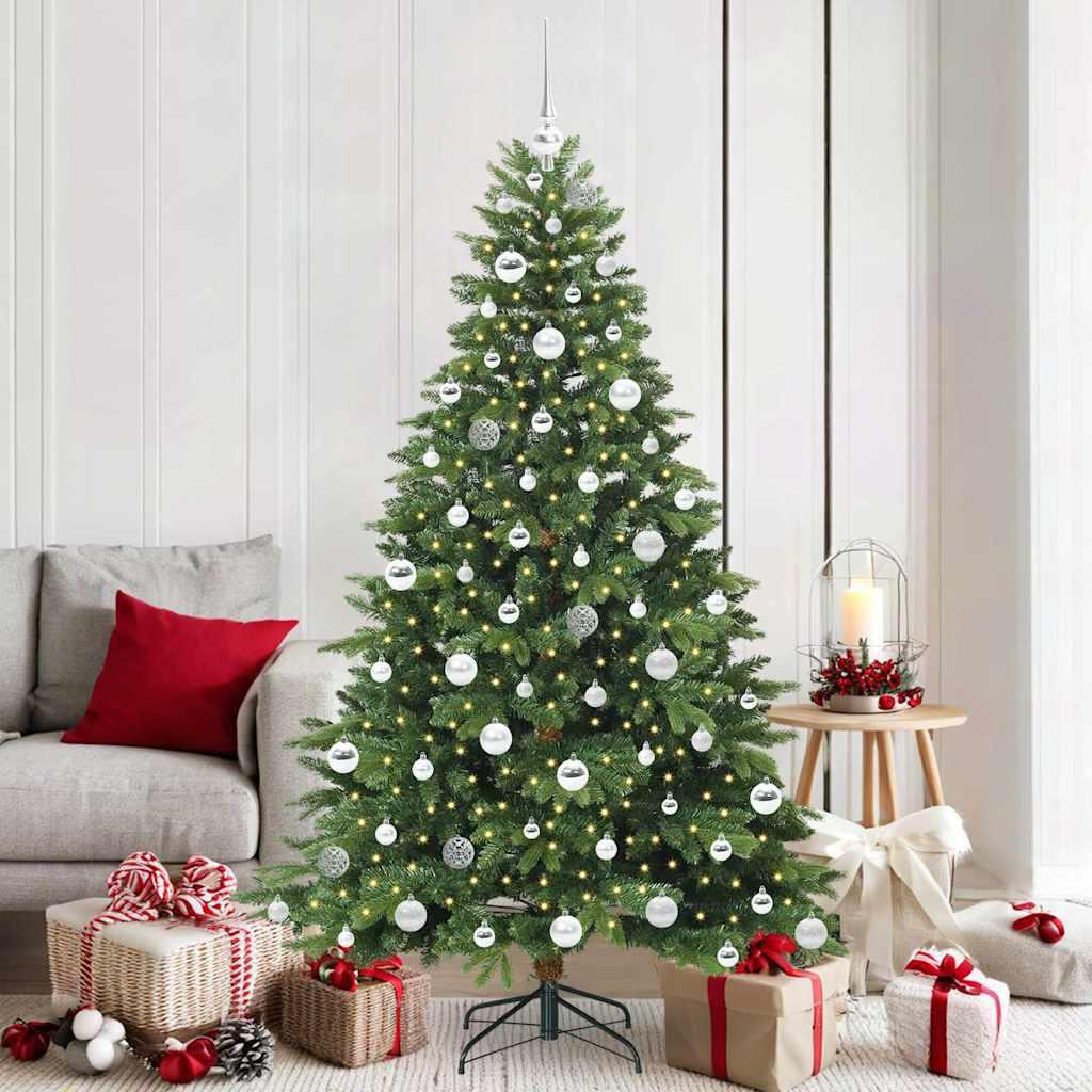 Kunstigt juletræ med 300 LED'er Grøn 180 cm PE og PVC billede
