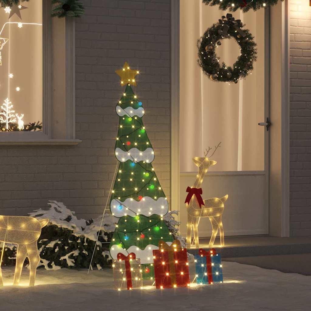 Belyst juletræ med 3 gaveæsker 2D varm hvid Flerfarvet 150 cm billede