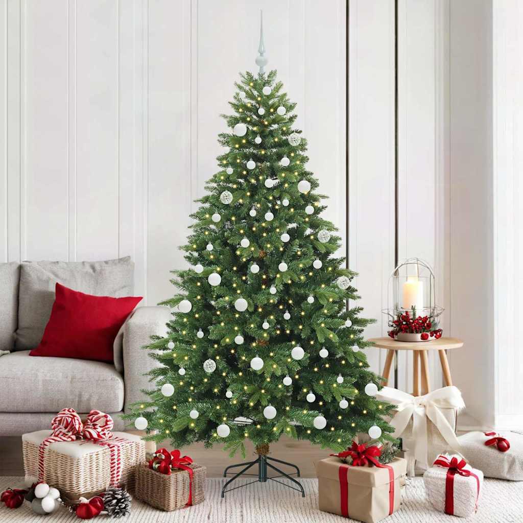 Kunstigt juletræ med 300 LED'er Grøn 180 cm PE og PVC billede
