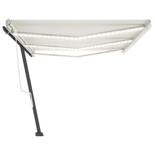 Markise m. LED-lys 600x300 cm manuel betjening cremefarvet