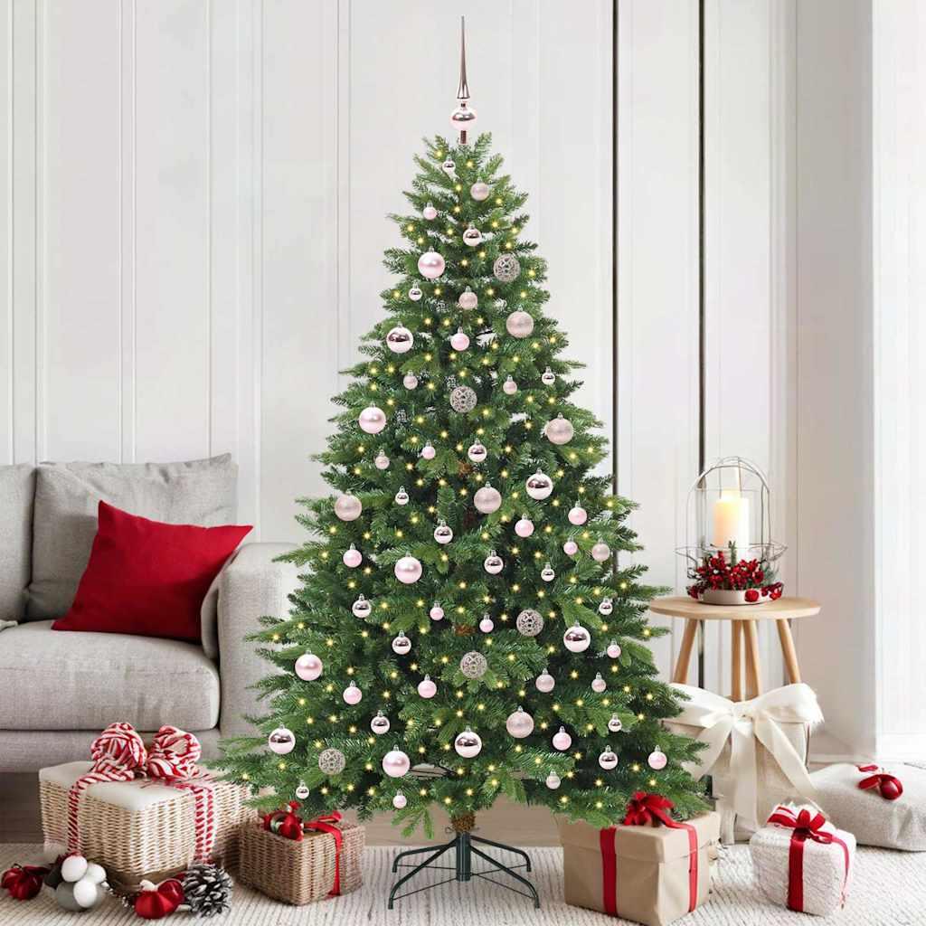 Kunstigt juletræ med 300 LED'er Grøn 180 cm PE og PVC billede