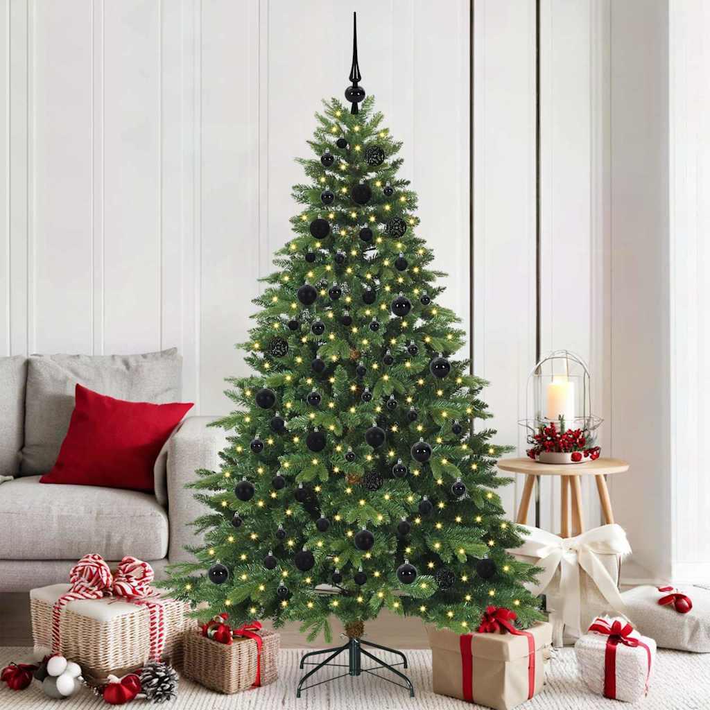 Kunstigt juletræ med 300 LED'er Grøn 180 cm PE og PVC billede
