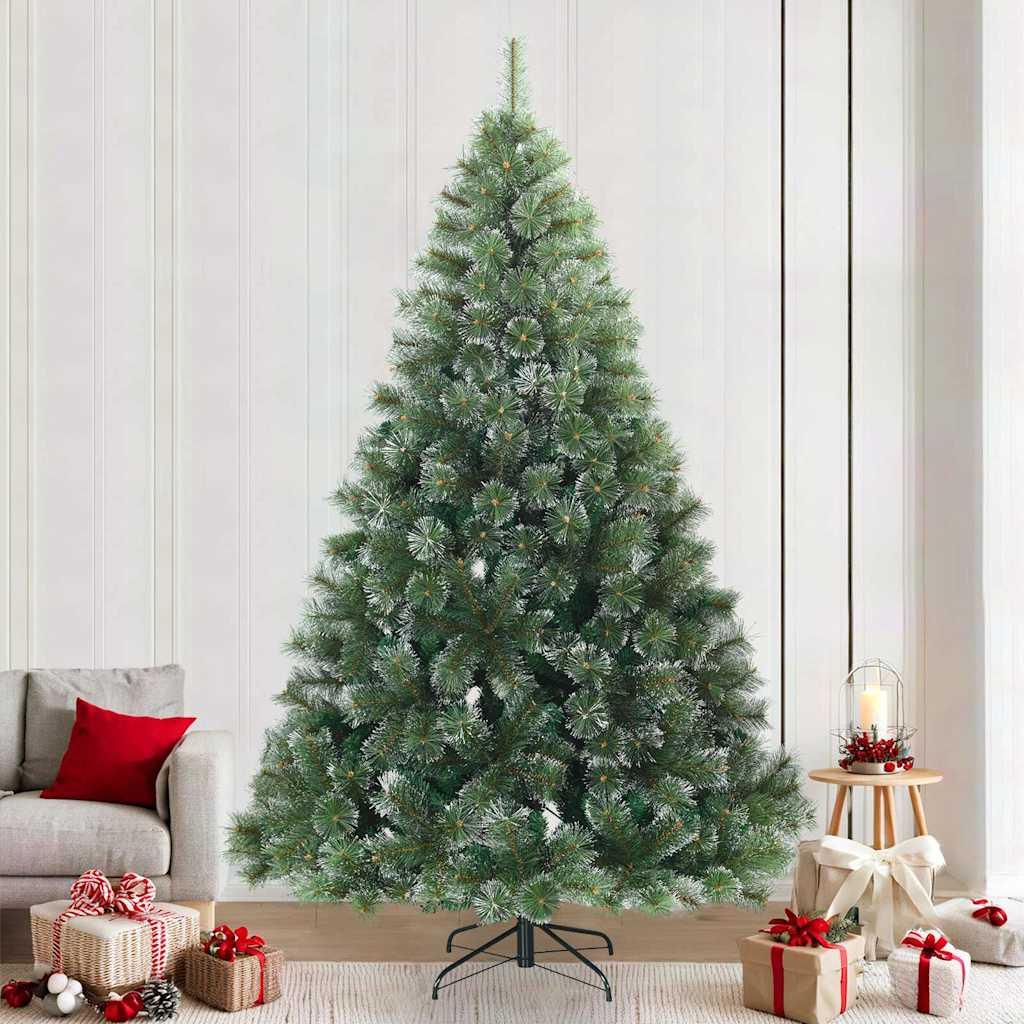 Kunstigt bøjelig juletræ snefløjtet Hvid 240 cm PVC, stål billede