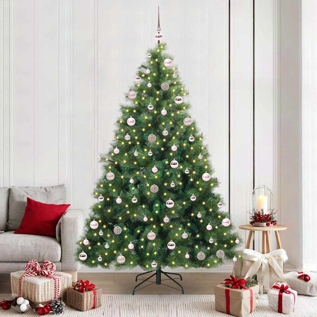 Kunstigt juletræ med 300 LED'er Grøn 210 cm PE og PVC billede
