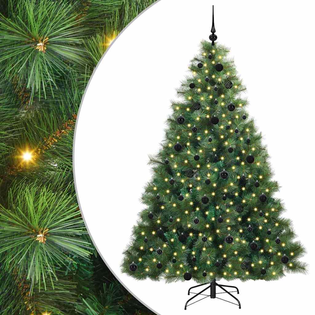 Kunstigt juletræ med 300 LED'er Grøn 210 cm PE og PVC billede