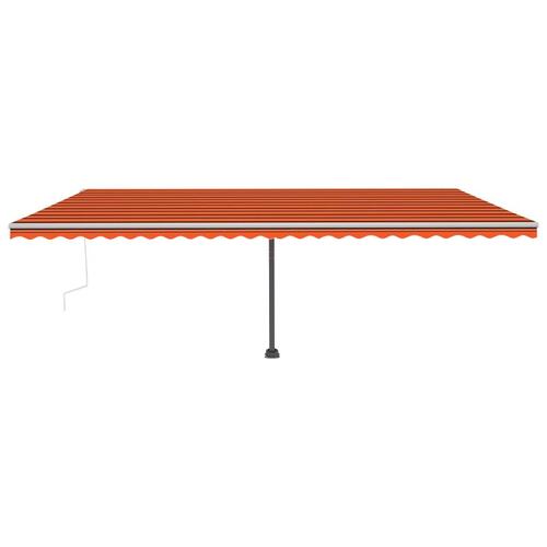 Markise m. LED-lys 600x300 cm manuel betjening orange og brun