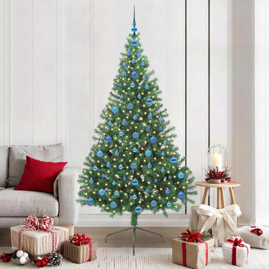 Kunstig Forbelyst Juletræ med 300 LED'er Grøn 210 cm PVC billede