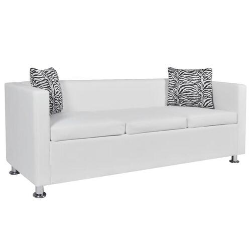Sofasæt 3-pers. og 2-pers. sofa m. lænestol kunstlæder hvid