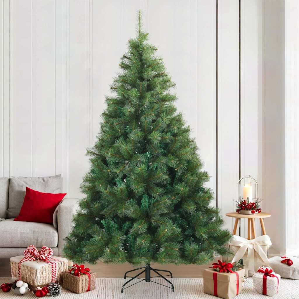 Kunstigt Hinged Juletræ med stativ Grøn 210 cm PVC, stål billede