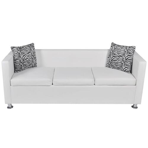 Sofasæt 3-pers. og 2-pers. sofa m. lænestol kunstlæder hvid