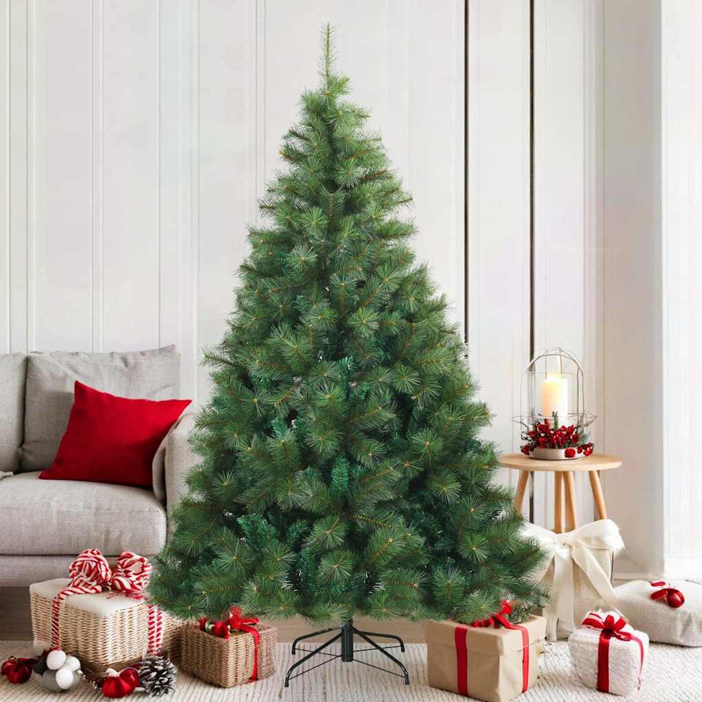 Kunstigt Hinged Juletræ med stativ Grøn 180 cm PVC, stål billede