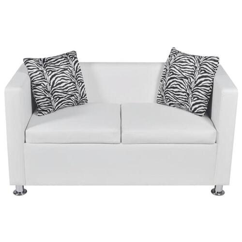 Sofasæt 3-pers. og 2-pers. sofa m. lænestol kunstlæder hvid