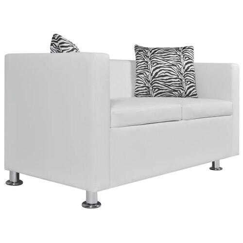 Sofasæt 3-pers. og 2-pers. sofa m. lænestol kunstlæder hvid