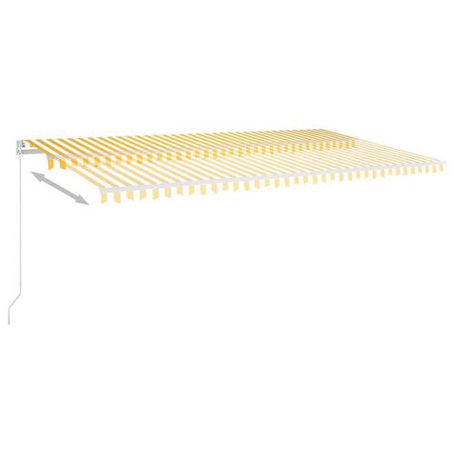 Markise m. LED + vindsensor 6x3,5 m automatisk gul og hvid