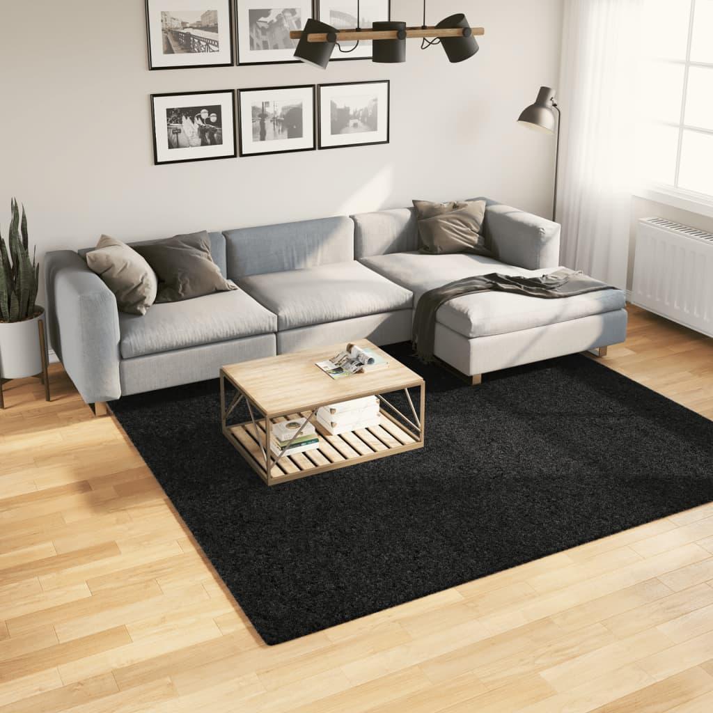 Gulvtæppe OVIEDO 240x240 cm kort luv sort billede