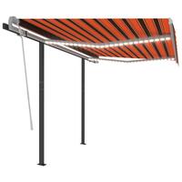 Markise m. LED-lys 3x2,5 m manuel betjening orange og brun
