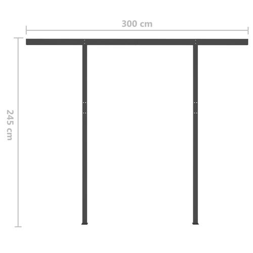 Markise med stolper 3,5x2,5 m manuel betjening orange og brun