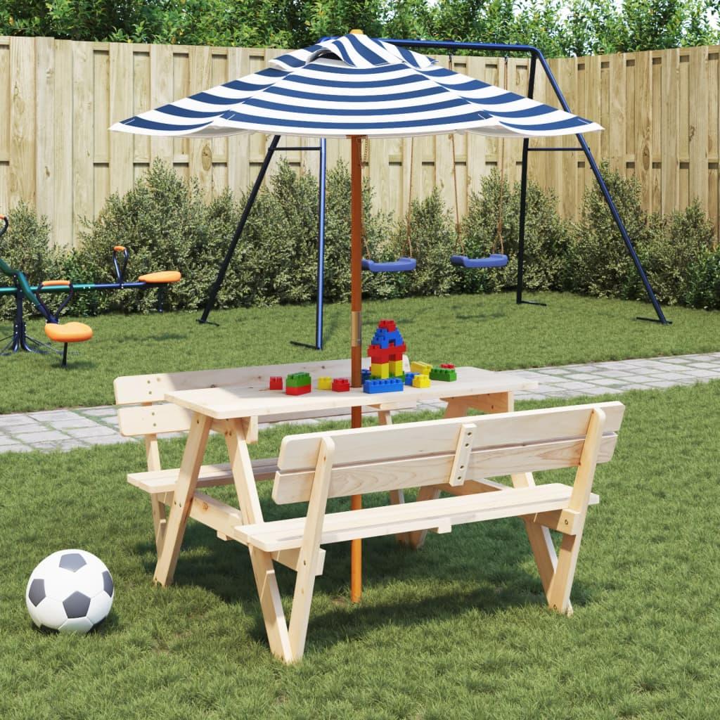 Parasol med træstang Ø120x140 cm ti børn billede