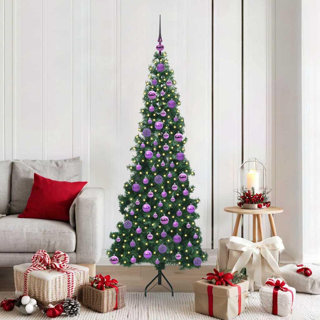 Hjørne kunstigt juletræ 180 cm - grøn, PVC/metal, 300 LED billede