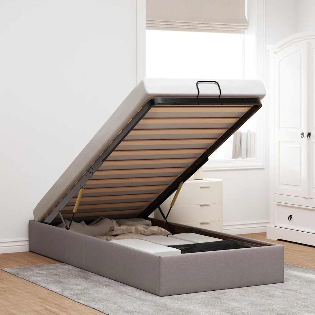 Osmannisk sengeramme uden madras 90x190 cm stof gråbrun billede
