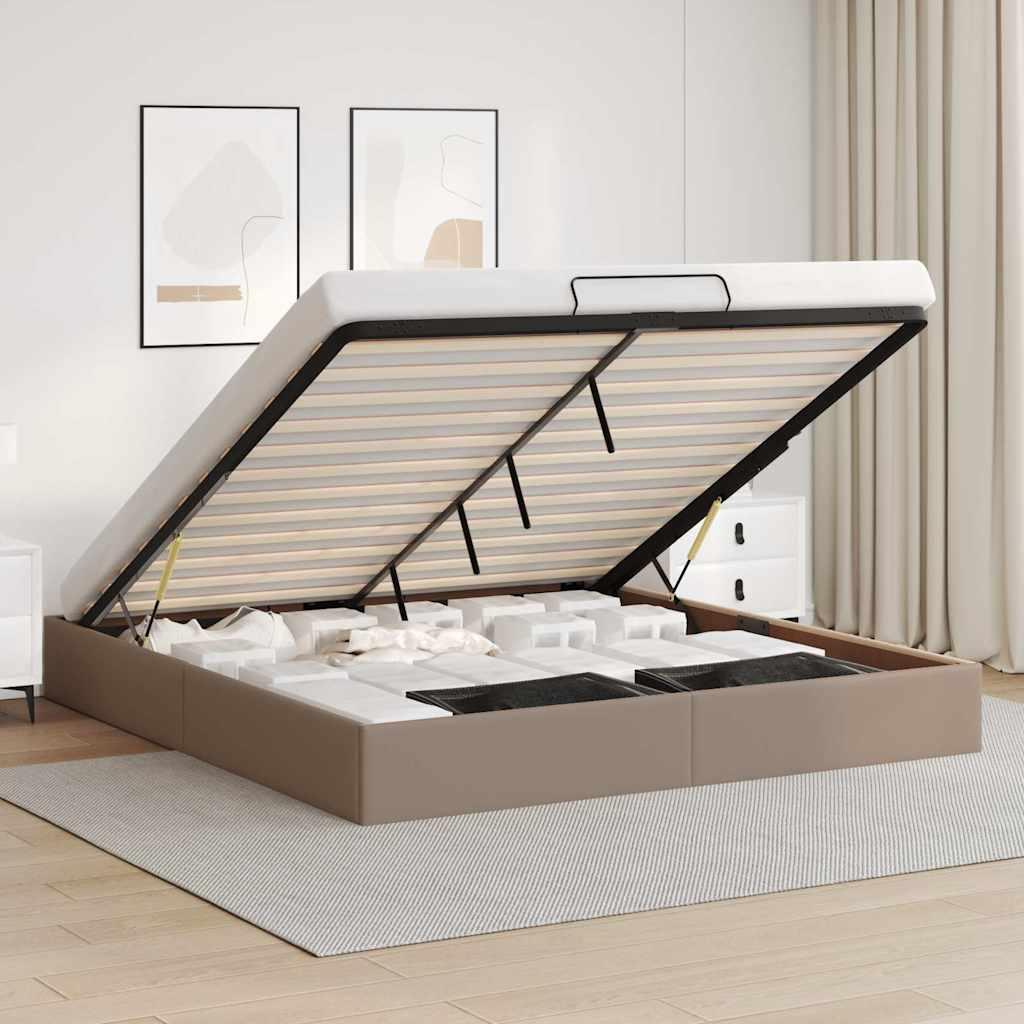 Osmannisk sengeramme uden madras 200x200cm kunstlæder cappucino billede