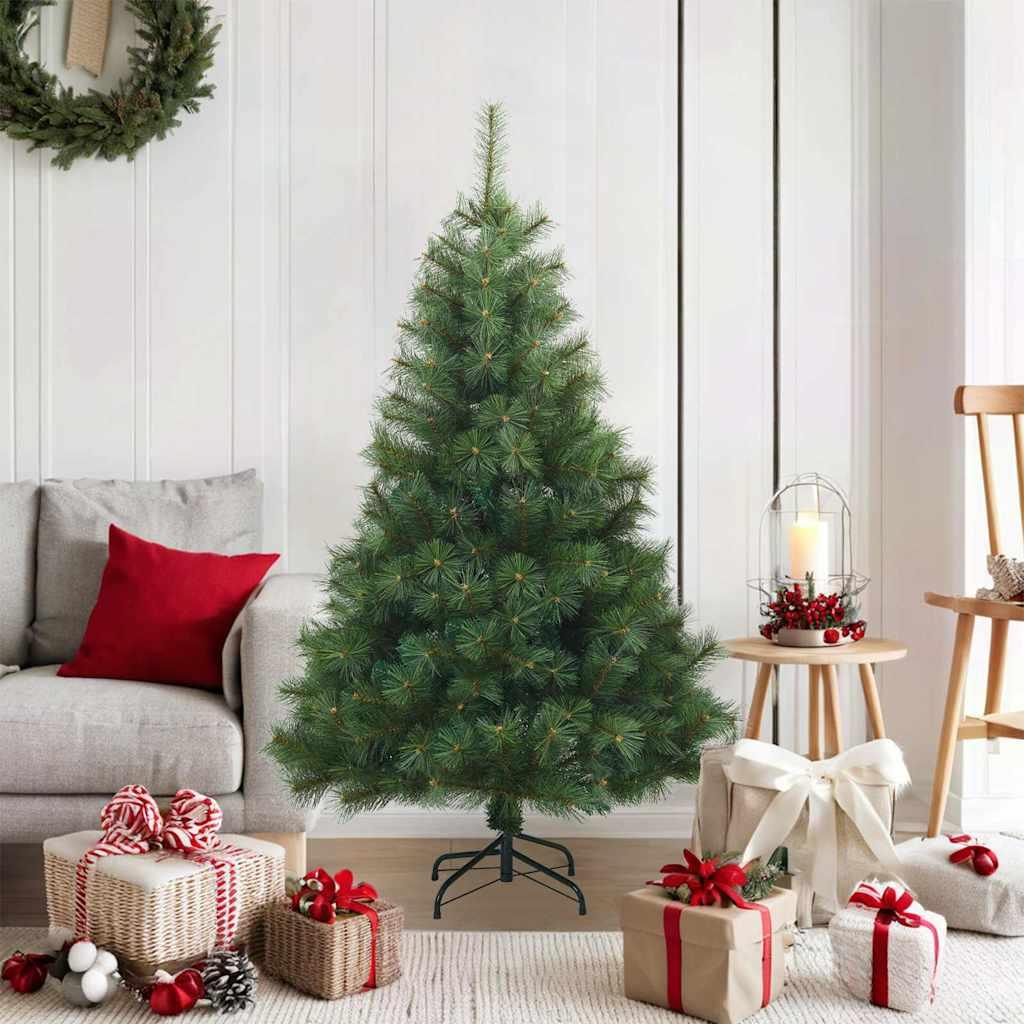 Kunstigt Hinged Juletræ med stativ Grøn 120 cm PVC, stål billede