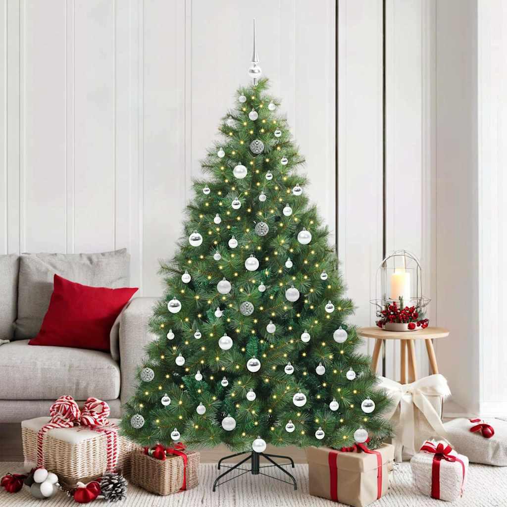 Kunstigt juletræ med 300 LED'er Grøn 180 cm PE og PVC