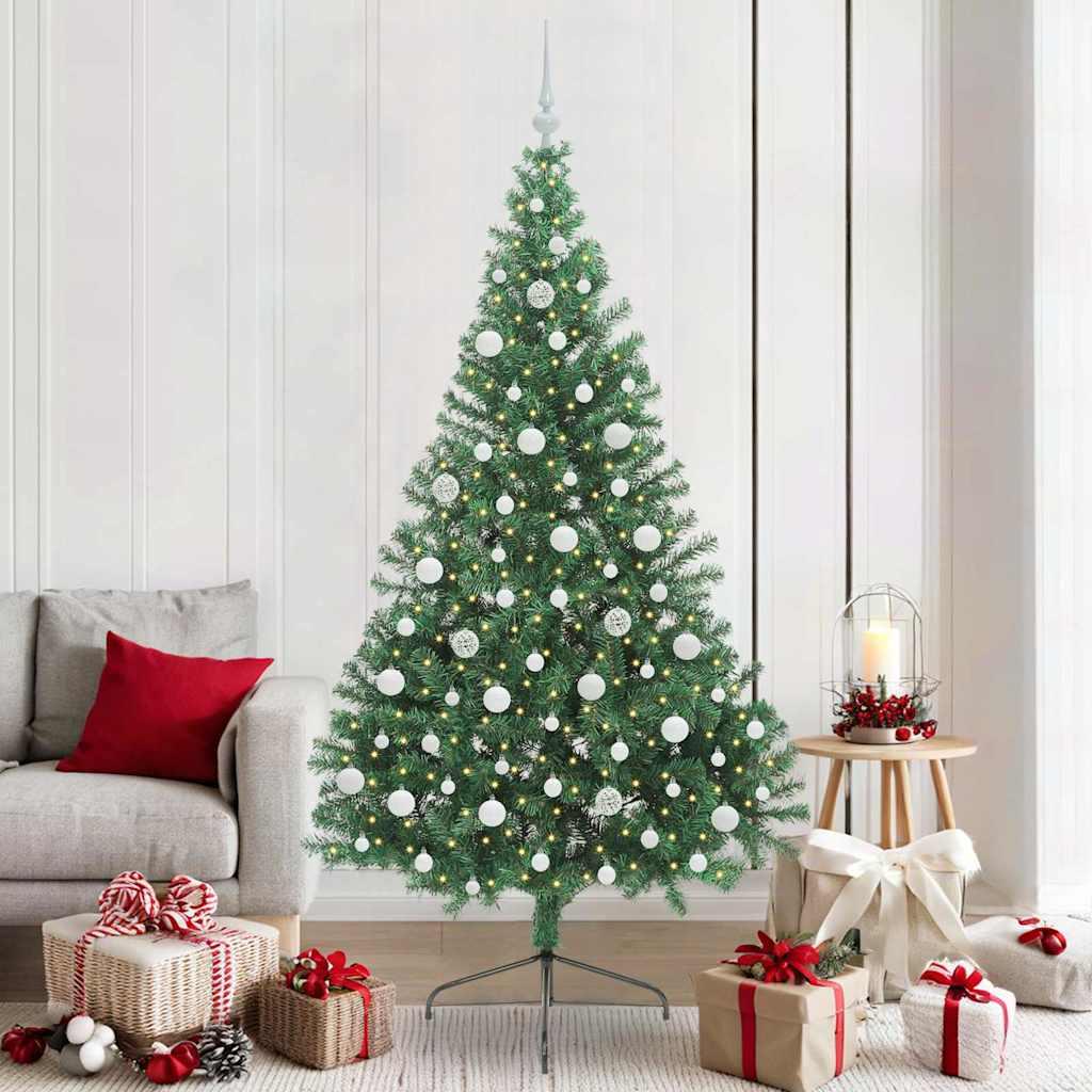 Kunstig Forbelyst Juletræ med 300 LED'er Grøn 210 cm PVC billede
