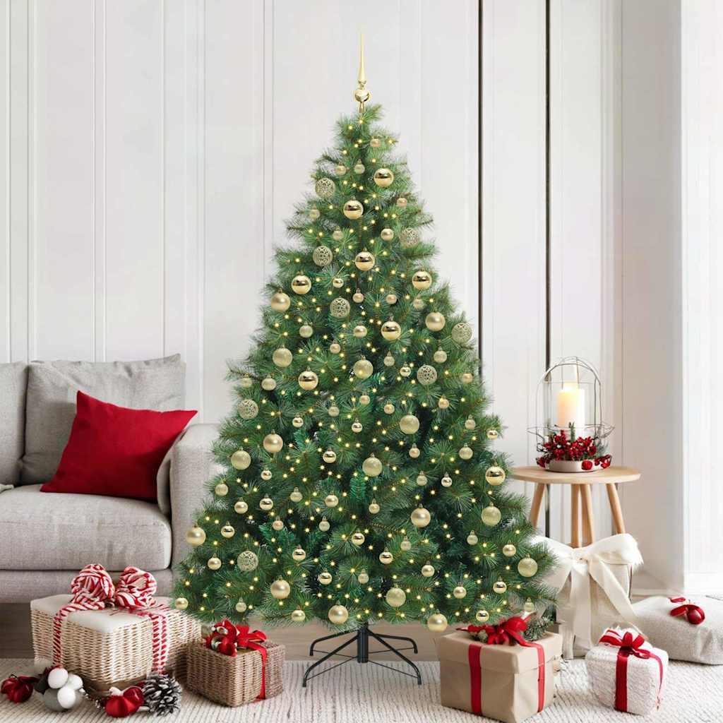 Kunstigt juletræ med 300 LED'er Grøn 180 cm PE og PVC