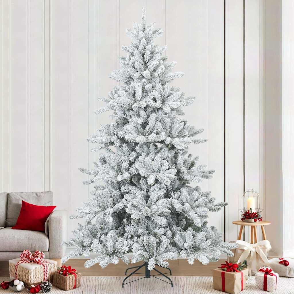 Kunstigt bøjelig juletræ snefløjtet Hvid 240 cm PVC, stål billede