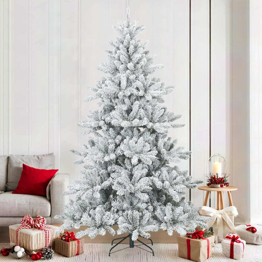 Kunstigt bøjelig juletræ snefløjtet Hvid 210 cm PVC, stål billede