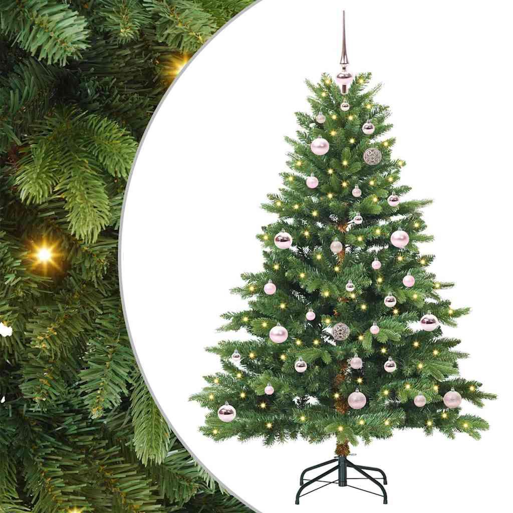 Kunstigt juletræ med 150 LED'er Grøn 150 cm PE og PVC billede