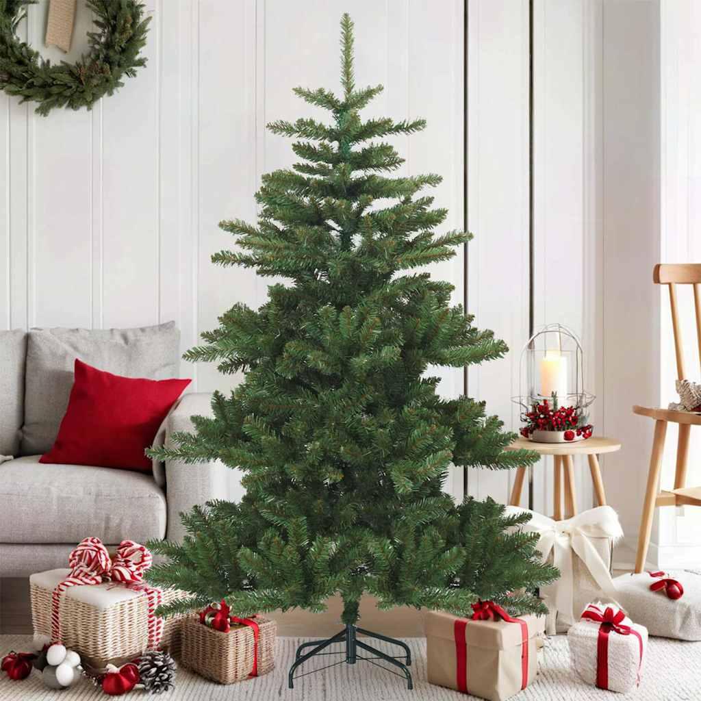 Kunstigt Hinged Juletræ med stativ Grøn 150 cm PVC, stål billede