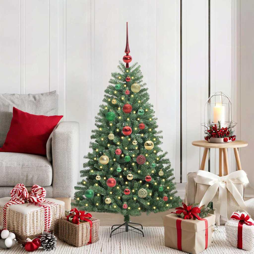 Kunstigt Hinged Juletræ Grøn 120 cm PVC og metal billede