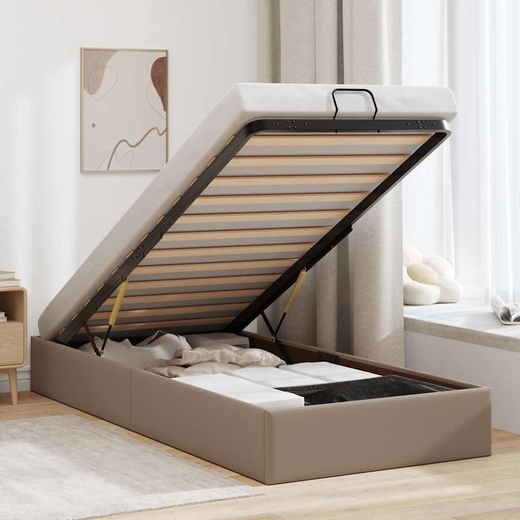 Osmannisk sengeramme uden madras 100x200cm kunstlæder cappucino billede